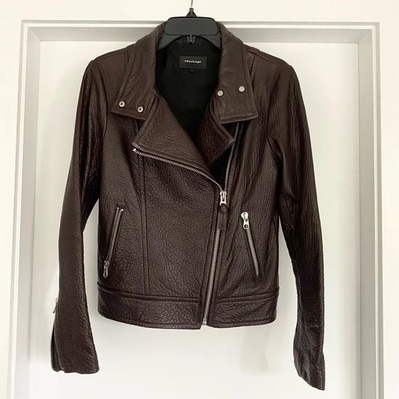 Mackage Lisa Pebbled Leather Jacket Bordeaux Size M - Picture 3 of 8